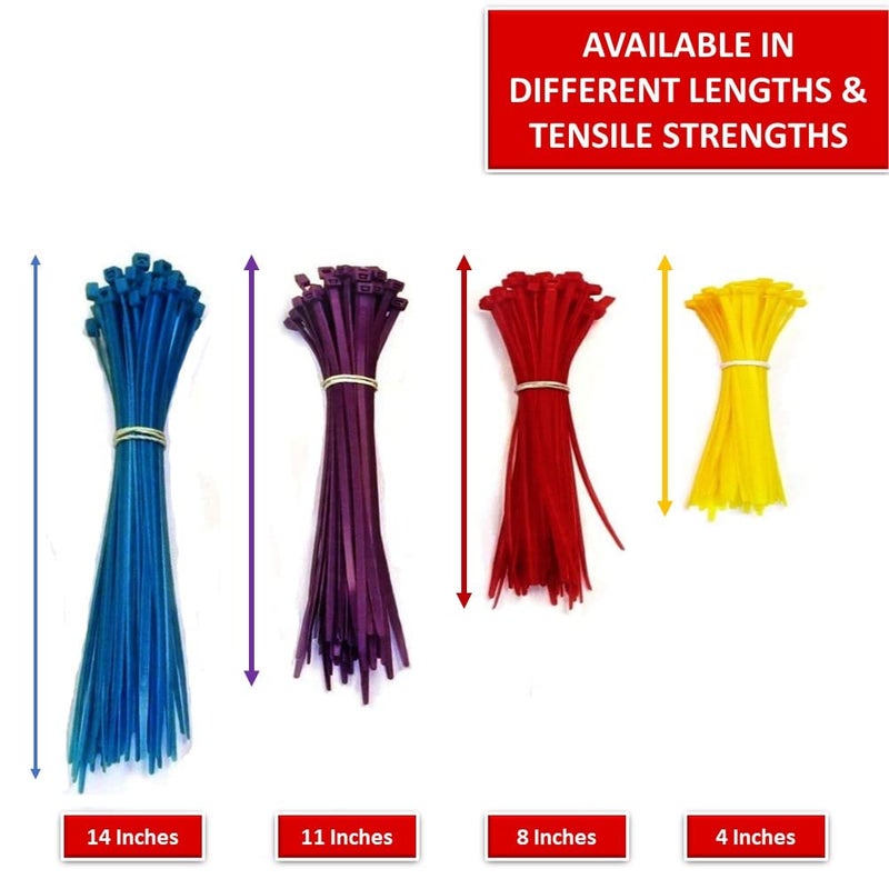 Kable Kontrol Blue Zip Ties 8 Inch 100 Pcs, 50 Lbs Tensile Strength, Self-locking Nylon Colored Cable Ties Wire Wraps for Indoor or Outdoor Use - Image 4